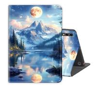 for Samsung Galaxy Tab S9 Plus/S10 Plus/S9 FE+ 12.4inch Case PU Leather Folio Multi-Angle Stand Cover w/Auto Wake/Sleep,Streaming & Typing for Samsung Tab Case,Moonlight Mountains Lake