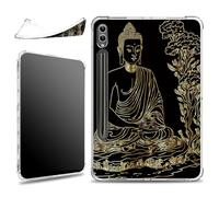 for Samsung Galaxy Tab S9 Plus/ S9+ 12.4" 2023 with S Pen Holder Case, Slim Soft Silicone Lightweight Clear Military-Grade Corners Shockproof Case, Buddha