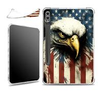 for Samsung Galaxy Tab S9 Plus/ S9+ 12.4" 2023 with S Pen Holder Case, Slim Soft Silicone Lightweight Clear Military-Grade Corners Shockproof Case, Eagle American Flag