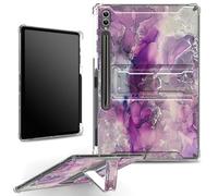 for Samsung Galaxy Tab S9 Ultra 14.6" 2023 Case with S Pen Holder, Clear Military-Grade Corners Shock Absorbent Case with Built-in Kickstand Soft TPU Bumper, Purple Pink Marble