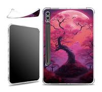 for Samsung Galaxy Tab S9 Ultra 14.6" 2023 (SM-X910N/X916B/X918U) with S Pen Holder Case, Slim Soft Silicone Lightweight Clear Military-Grade Corners Shockproof Case, Pink Moon Tree