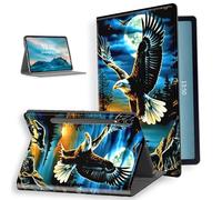 for Samsung Galaxy Tab S9 Ultra 14.6" Tablet 2023 Case-PU Leather Folio Cover with Auto Sleep/Wake,Stand-Style Shockproof Protective Case for Galaxy Tab S9 Ultra,Bald Eagle Wolf Mountain Forest