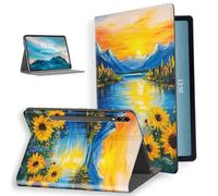 for Samsung Galaxy Tab S9 Ultra 14.6" Tablet 2023 Case-PU Leather Folio Cover with Auto Sleep/Wake,Stand-Style Shockproof Protective Case for Tab S9 Ultra,Oil Painting Sunflowers Snow Mountain Sunset