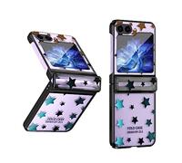 For Samsung Galaxy Z Flip5 Clear Case with Hinge Protection Shiny Plated Finish Shockproof Cover Non Slip Full Protection Phone Case Cover for Samsung Galaxy Z Flip5 2023 |Twinkle Stars| Black