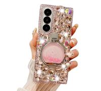 for Samsung Galaxy Z Fold 7 Case Bling Diamond Glitter Girly Design,Galaxy Fold 7 Case Handmade Holographic Sparkle Crystal Rhinestone Soft TPU Bumper Cover for Samsung Z Fold 7 for Women Girls Pink