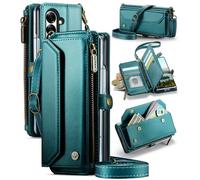 For Samsung Galaxy Z Fold 7 Case for Women with Crossbody Strap + Wrist Strap Shockproof Leather Flip Wallet Handbag Zip Purse 5 Card Slots Clutch Bag/S Pen Holder for Galaxy Z Fold7 2025 Green