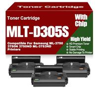 For Samsung MLT-D305S Toner Cartridge, Compatible MLT-D305L Black Toner Cartridges High Yield High Capacity for Samsung ML-3750 3750N 3750ND ML-3753ND Printers,MLT D305S-3PC