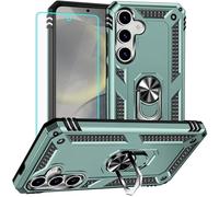 for Samsung S25 Case with Screen Protector: Military Grade Protective Cases with Ring Holder Kickstand for - Samsung Galaxy S25 (Dark Green)