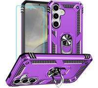 for Samsung S25 Case with Screen Protector: Military Grade Protective Cases with Ring Holder Kickstand for - Samsung Galaxy S25 (Purple)