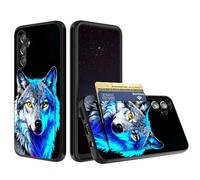 for Samsung S25 FE Case Wallet Case with Card Holder Dual Layer 2 in 1 Soft TPU + Hard PC Shock Protective Phone Cover for Samsung Galaxy S25 FE 5G 6.7 inch 2025 - Wolf with Yellow Eyes