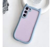 For Samsung S25 Plus Transparent Cute 3D Cat Ear Case For Samsung Galaxy S25 S24 S23 Plus Hard PC Acrylic Clear Shockpoof Cover,Blue,For Samsung S25 Plus
