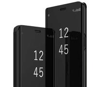 For Samsung S26 Case Clear View Mirror Mobile Phone Case for Samsung Galaxy S26 Flip Case Mobile Phone Case Protective Leather Foldable Hard PC Shockproof Cover Stand Flip Case S26 Cases 5G (Black)