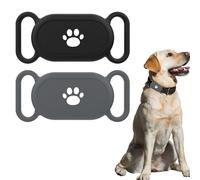 For Samsung Smart Tag 2, 2 Pcs Cat Collar Holder for Galaxy Smart Tag 2, Anti-Lost and Waterproof Protective Cases Air Tag. Holder or Dog Collar Silicone Accessories (Black,Grey)
