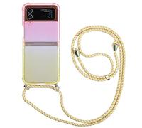For Samsung Z Flip 4 3 5 Crossbody Lanyards Case Colorful Gradient Phone Case For Samsung Galaxy Z Flip 5 4 Necklace Strap Cover,pinkyellow,For Samsung Z Flip 5