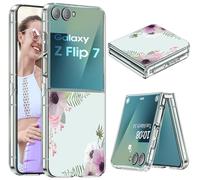 for Samsung Z Flip 7 Case Silicone Flowers Slim Transparent for Women Girls Soft TPU Shockproof Cover for Samsung Galaxy Z Flip 7 5G Phone Case Crystal Clear Case (E)