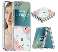 for Samsung Z Flip 7 Case Silicone Flowers Slim Transparent for Women Girls Soft TPU Shockproof Cover for Samsung Galaxy Z Flip 7 5G Phone Case Crystal Clear Case (B)