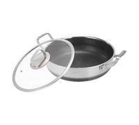 for Sauteing: 12 Inch Large Deep Nonstick Stainless Steel Kitchen Utensils with Double Handle with Glass Lid, Heavy Duty Cooking Pot | Comidas caser