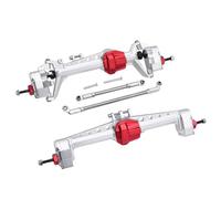 For SCX10 III 1/10 RC Crawler Car Aluminum AR45P Offset Front Rear Portal Axle Set With 3-Section CVD Driveshaft Two Servo Mount RC Axles(Silver,1Set)