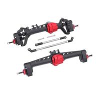 For SCX10 III 1/10 RC Crawler Car Aluminum AR45P Offset Front Rear Portal Axle Set With 3-Section CVD Driveshaft Two Servo Mount RC Axles(Black,1Set)