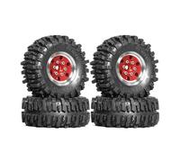 For SCX24 For TRX4M For FMS For FCX24 For FCX18 AX24 1/18 1/24 Aluminum 1.0 Beadlock Wheels And Tires 4pcs OD 55 * 23mm RC Crawler Car RC Car Tires Wheels(Red)