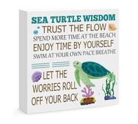 for Sea Turtle Gifts for Women Men Sea Turtle Decor Gifts for Turtle Lovers Sea Turtle Wooden Block Sign Decoration for Home Bedroom Living Room Beach Office Shelf Desk Table Decor