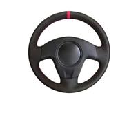 For Seat For Ibiza 2004 2006 Interior Car Lnterior Hand Stitched Black Microfiber Leather Perforated Steering Wheel Steering Wheel Protector Cover(White Thread)