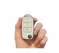 For Seat For Leon For Altea Leather TPU Car Key Case Cover(White sliver)