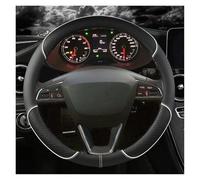 For Seat For Tarraco For Arona For Ateca For Ibiza For Toledo Car Steering Wheel Cover Microfiber Leather 38cm Non-Slip Car Steering Wheel(Black White)