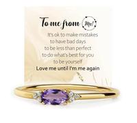For Self - Love Me until I Am Me Again Ring, Promise Ring for Women, Dainty Purple Cubic Zirconia Stackable Ring for Daily Wear & Emotional Healing (Gold, 10)