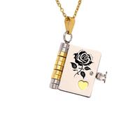 For Self-Rose Book Pendant Necklace, I’m Strong As Fuck Black Rose Necklace, Inspirational Multi-Layered Book Pendant Gift for Women (Silver)