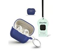 for Sennheiser ACCENTUM Clip Earbuds case,daunke Soft Silicone Protective Cover,Skin Case with Carabiner,Full Protection,Blue