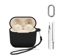 for Sennheiser Accentum Open Silicone Case Cover with Keychain Lanyard & Cleaner Kit, Shockproof/Waterproof/Dustproof, Scratch-Resistant, Chargeable Without Removal (Black)