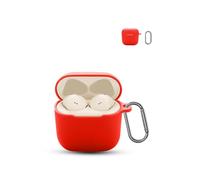 for Sennheiser ACCENTUM Open Wireless Earbuds,daunke Soft Silicone Protective Cover,Skin Case with Carabiner,Full Protection,Red