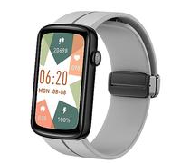 for SHANG WING LYNN2 Band,16mm Quick Release Soft Silicone Magnetic Buckle Sport Replacement Straps Compatible with SHANG WING LYNN2/BOCLOUD Watch 1.45"/MorePro HM08 /FITVII HM08,HM58 Watch (Gray)