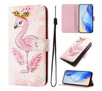 For Sharp Aquos Sense 9 Case, Premium Leather Painted Wallet Book Flip Stand View Phone Cover with Card Holder Slots Compatible with Sharp Aquos Sense 9,Flamingo