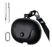 for Shokz OpenDots 2 Case Cover,Leather Texture Style,Premium Protective Skin with Precision Cutouts,Shockproof Bumper for OpenDots 2 Earbuds Case,Black