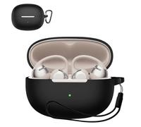 for SHOKZ OpenDots 2 Case, Soft Silicone Protective Earphone Cover with Cleaner Kit, Lanyard & Keychain, Anti-Scratch, Dustproof, Shockproof - Black