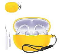 for Shokz OpenDots Air Case Cover,NOUKAJU Earphone Protective Cover(with Carabiner + Lanyard + Cleaning Pen) Drop-Proof,Scratch-Proof,Shock-Proof,Case for Shokz OpenDots Air(Yellow)