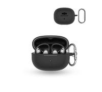 For SHOKZ OpenDots ONE Wireless Earbuds,daunke Soft Silicone Protective Cover,Skin Case with Carabiner,Full Protection,Black