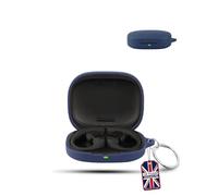 for SHOKZ OpenFit Pro Wireless Earbuds,daunke Soft Silicone Protective Cover,Skin Case with Carabiner,Full Protection,Blue