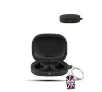 for SHOKZ OpenFit Pro Wireless Earbuds,daunke Soft Silicone Protective Cover,Skin Case with Carabiner,Full Protection,Black