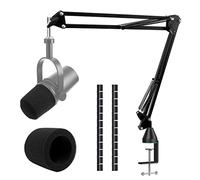 For Shure MV7 Boom Arm - Upgraded Mic Arm with Reduce Wind Noises Mic Foam Cover, Mic Stand with Cable Management, 3/8" to 5/8" Adapter Compatible with Most Microphone