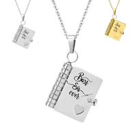 For Sisters- My life is better with you in it Book Necklace, Openable Multi Layer Sisters At Heart Book Necklace, Sister Friendship Hummingwings book Necklaces for Women (Silver)