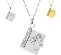 For Sisters- You're My Star Book Necklace, My Little Star Chapter Bbook Necklace, Engraved Adjustable Sister Hummingwings book necklace, Carries Everlasting Love (Silver)
