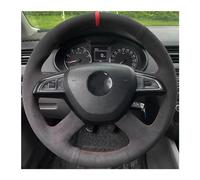 For Skoda For Octavia For Fabia For Rapid For Superb For Yeti DIY Steering-Wheel Cover Wrap Car Steering Wheel Cover Soft Suede Wheel Sleeve Protector(Orange Thread)