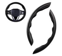 For Skoda For Octavia III For Combi 2012-2020 Segmented Steering Wheel Cover Protector 2Pcs Carbon Fiber Car Steering Wheel Cover Steering Wheel Covers(Black)
