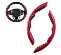 For Skoda For Octavia III For Combi 2012-2020 Segmented Steering Wheel Cover Protector 2Pcs Carbon Fiber Car Steering Wheel Cover Steering Wheel Covers(Red)