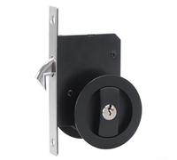 For Sliding Door Lock for Indoor For Sliding Doors, Single Hook with Key Lock, Zinc Alloy Material for Reliable Security on Folding and Kitchen Doors (Silver (Black (with key))