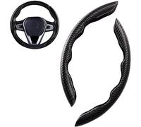 For Smart 451 For Fortwo 2009 2010 2011-2014 Anti-Skid Carbon Fiber Segmented Car Steering Cover Car Accessories Protector 2 Pcs Steering Wheel Covers(A-Black)