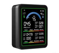 for Smart Air Quality Meter 10-in-1 for tuya WiFi PM10 Temp Humidity Sensor Real-Time Data for Indoor Use - Black 35mm Thick(black)